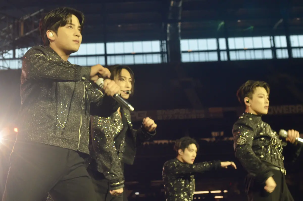 ATEEZ live in Texas (L to R): Jongho, Seonghwa, Mingi, Hongjoong © Freya Rinaldi